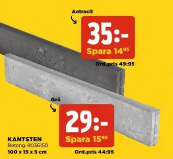 Kantsten Antracit 100x15x5cm