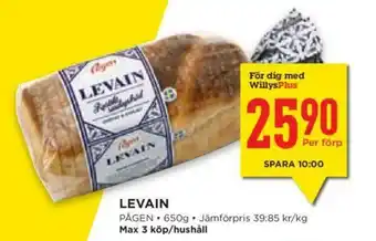 Willys Pågen Levain 650g erbjuda