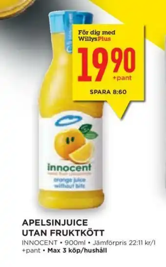 Innocent Apelsin Juice Utan Fruktkött 900ml
