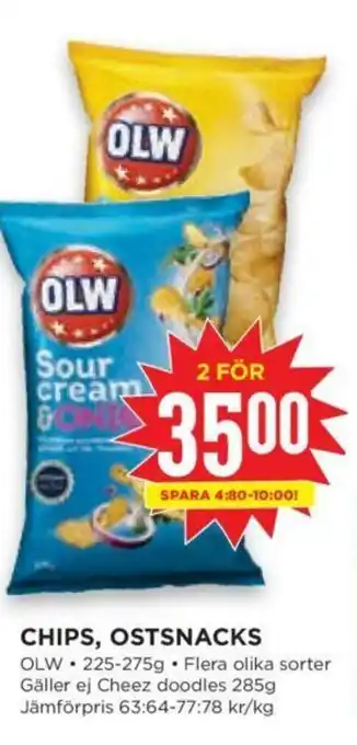 Willys OLW Chips, Ostsnacks 225-275g erbjuda