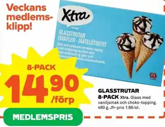 Coop Extra Xtra Glasstrutar 8-pack 480g erbjuda