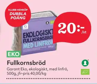 Hemköp Linfrö rågbröd erbjuda