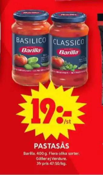 ICA Maxi Barilla pastasås basilico erbjuda