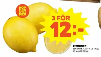 Coop Extra Sydafrika Citroner 130g erbjuda