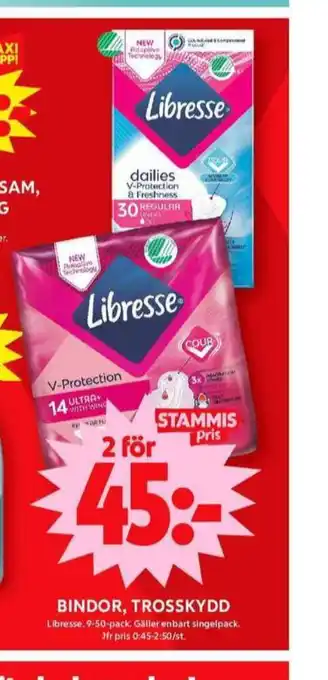 ICA Maxi Libresse bindor erbjuda