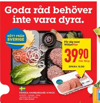 Willys Hemma Garant hamburgare erbjuda