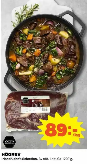 Coop Irland/John's Selection Högrev 1200g erbjuda