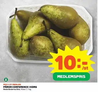 Coop Xtra Päron Conference I Korg 1kg erbjuda