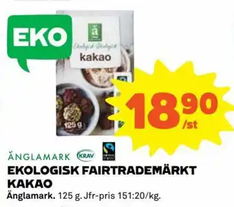 Coop Änglamark Ekologisk Fairtrademärkt Kakao 125g erbjuda