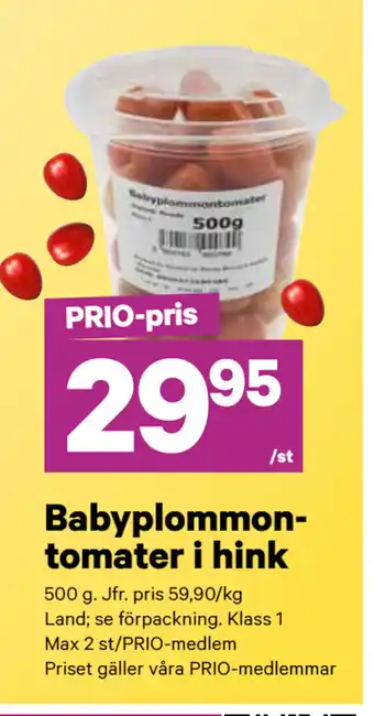 City Gross Babyplommontomater i hink erbjuda
