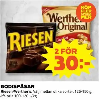 Coop Riesen/Werther's Godispåsar 125-150g erbjuda