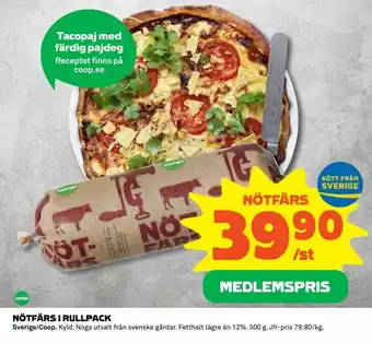 Coop Coop Nötfärs I Rullpack 500g erbjuda