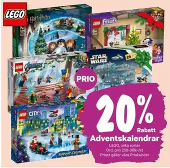 City Gross 20% Rabatt Lego Adventskalendrar erbjuda