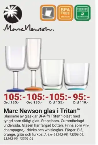 Erlandsons Brygga Marc Newson glas i Tritan erbjuda