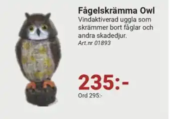 Erlandsons Brygga Fågelskrämma Owl erbjuda