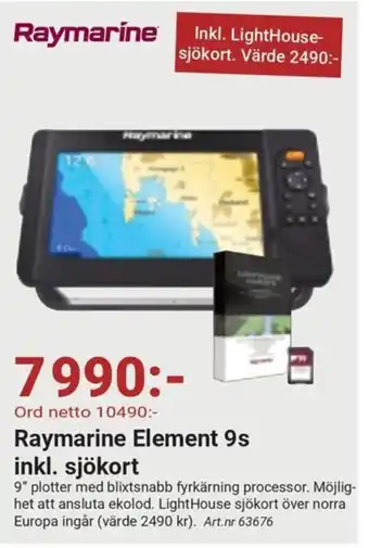 Erlandsons Brygga Raymarine Element 9s inkl. sjökort erbjuda