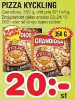 Nya Pulsen Grandiosa Pizza Kyckling 350 g erbjuda