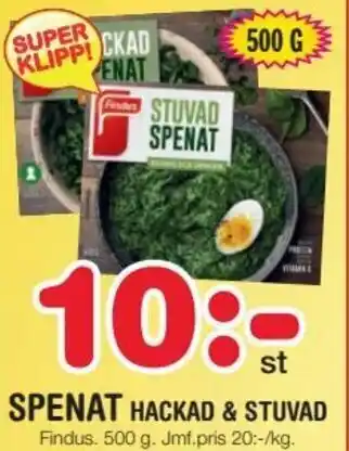Nya Pulsen Findus Spenat Hackad & Stuvad 500 g erbjuda