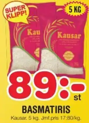 Nya Pulsen Kausar Basmatiris 5 kg erbjuda