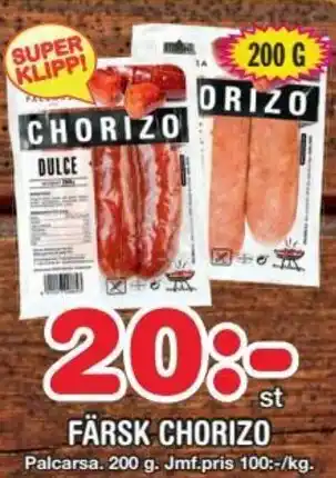 Nya Pulsen Palcarsa Färsk Chorizo 200 g erbjuda