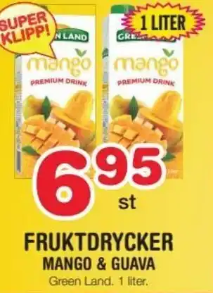 Nya Pulsen Green Land Fruktdrycker Mango & Guava 1 liter erbjuda