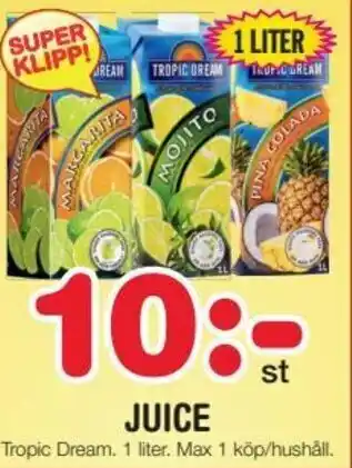 Nya Pulsen Tropic Dream Juice 1 liter erbjuda