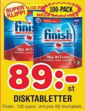 Nya Pulsen Finish Disktabletter 100-pack erbjuda