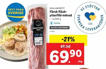 Lidl Svea Lantkött Färsk Fläskytterfilé mörad 900 g erbjuda
