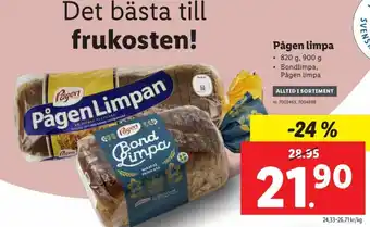 Lidl Pågen Limpa 820 g, 900 g erbjuda