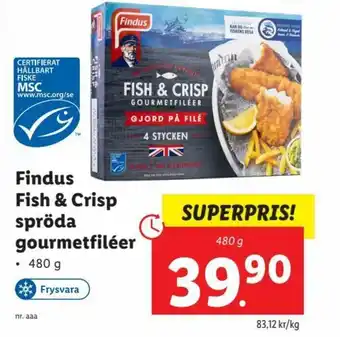 Lidl Findus Fish & Crisp Spröda gourmetfiléer 480 g erbjuda