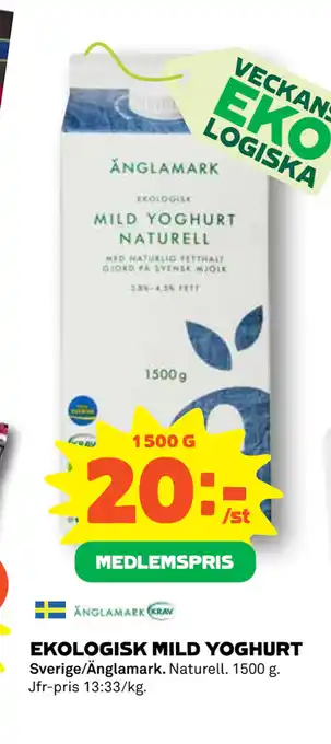 Coop Daglivs EKOLOGISK MILD YOGHURT erbjuda