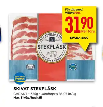 Willys SKIVAT STEKFLÄSK erbjuda