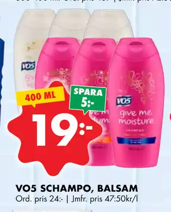 ÖoB VO5 SCHAMPO, BALSAM erbjuda
