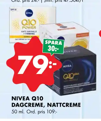 ÖoB NIVEA Q10 DAGCREME, NATTCREME erbjuda
