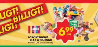 ÖoB LÖSVIKTSGODIS – MAX 3 KG/KUND erbjuda