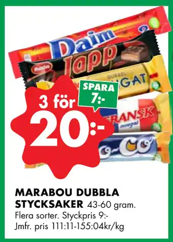 ÖoB MARABOU DUBBLA STYCKSAKER erbjuda
