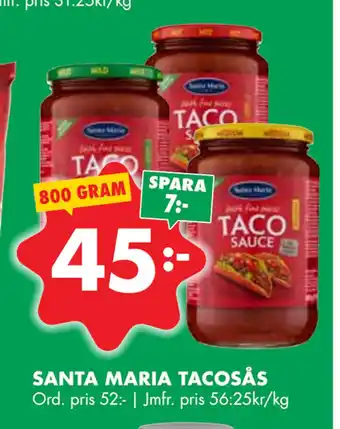 ÖoB SANTA MARIA TACOSÅS erbjuda