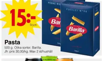 Matöppet Barilla pasta sorterad erbjuda