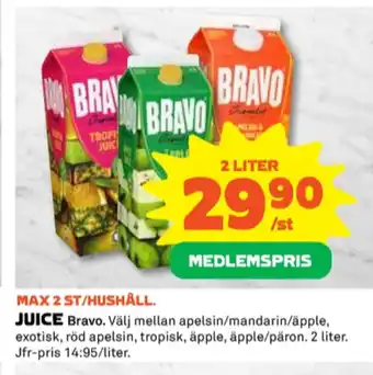 Coop Bravo juice erbjuda