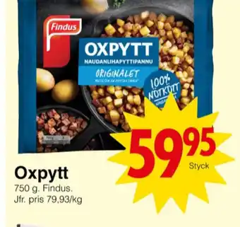 Matöppet Findus oxpytt erbjuda