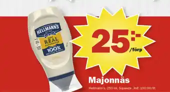 Pekås Hellmanns majonnäs erbjuda
