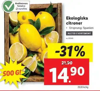Lidl Ekologiska citroner erbjuda