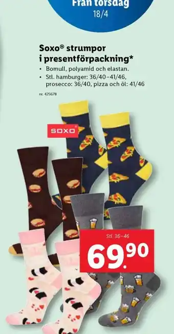 Lidl SoxoⓇ strumpor i presentförpackning* erbjuda