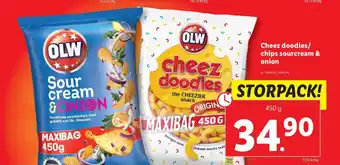 Lidl Cheez doodles/ chips sourcream & onion erbjuda