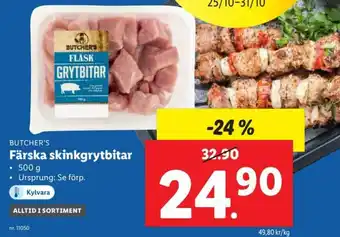 Lidl Butcher's Färska skinkgrytbitar 500 g erbjuda