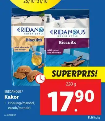 Lidl Eridanous Kakor 220g erbjuda