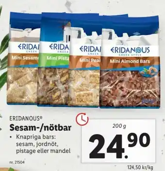 Lidl Eridanous Sesam-/nötbar 200 g erbjuda
