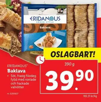 Lidl Eridanous Baklava 390 g erbjuda