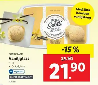 Lidl Bon Gelati Vaniljglass 1 l erbjuda