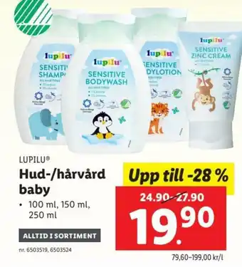 Lidl Lupilu Hud-/hårvård baby 100 ml, 150 ml, 250 ml erbjuda